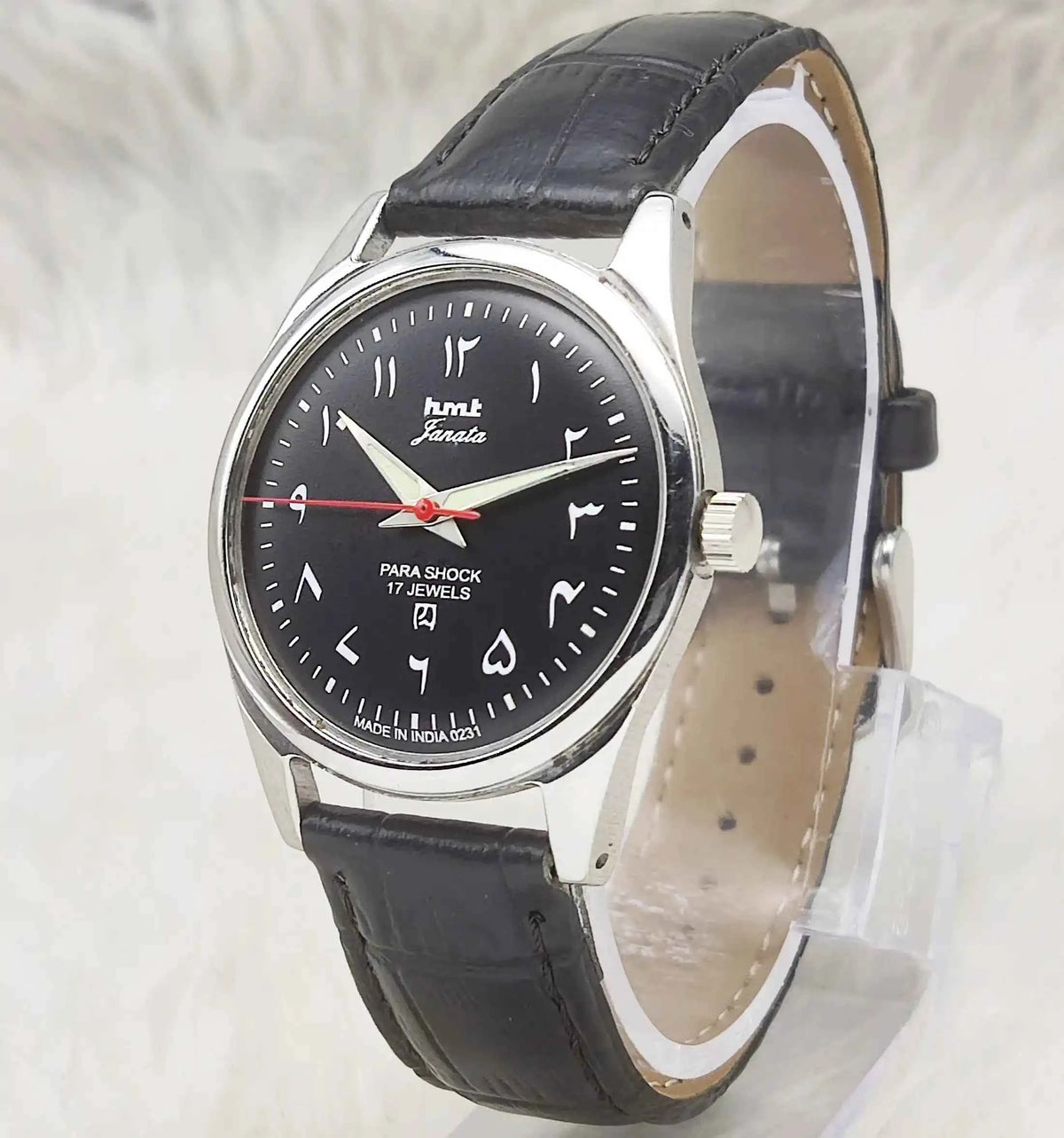 HMT Janata Handwinding Watch - 17 Jewels Black Dial with Arabic Font
