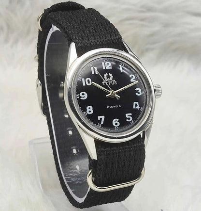 Titus 17 Jewels Men's Watch with Black Dial - Stylish and Durable Timepiece