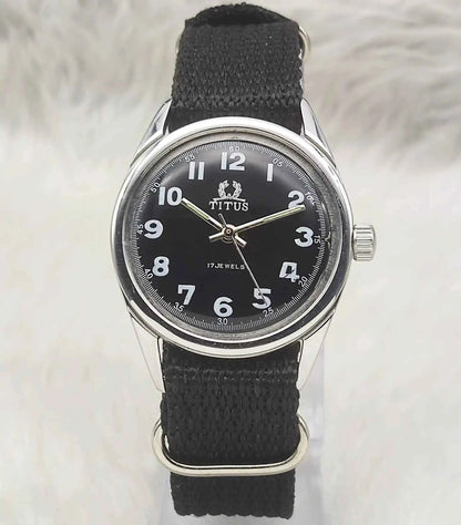 Titus 17 Jewels Men's Watch with Black Dial - Stylish and Durable Timepiece